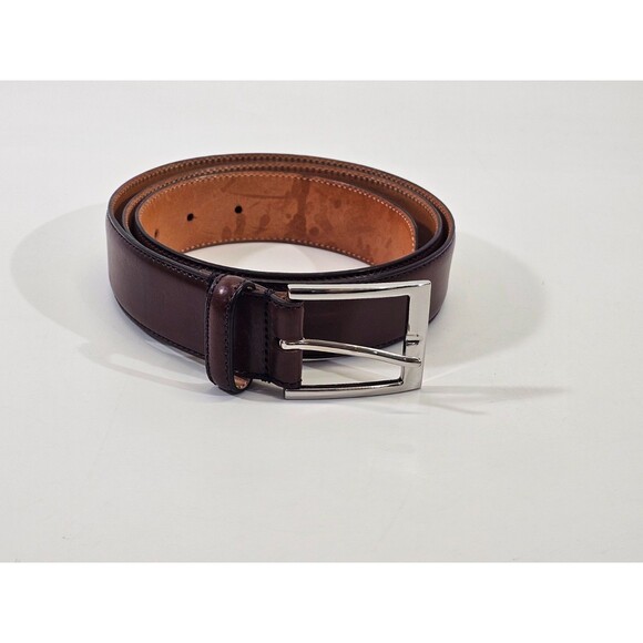 TO BOOT NEW YORK Adam Derrick Men's 38 Italian Leather Brown Belt 1-3/8" W EUC - Picture 3 of 6